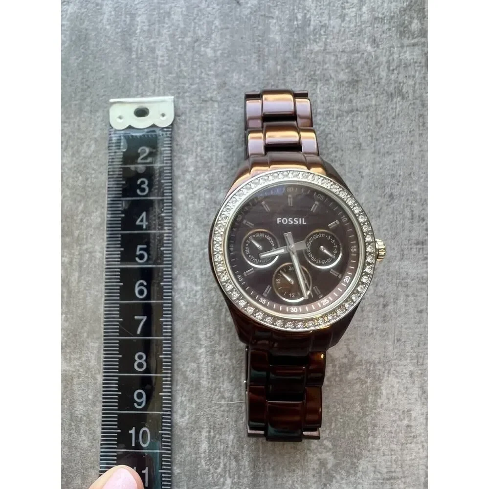 FOSSIL Eevie Multifunction Brown Chocolate Rose Stainless Steel Watch Crystal